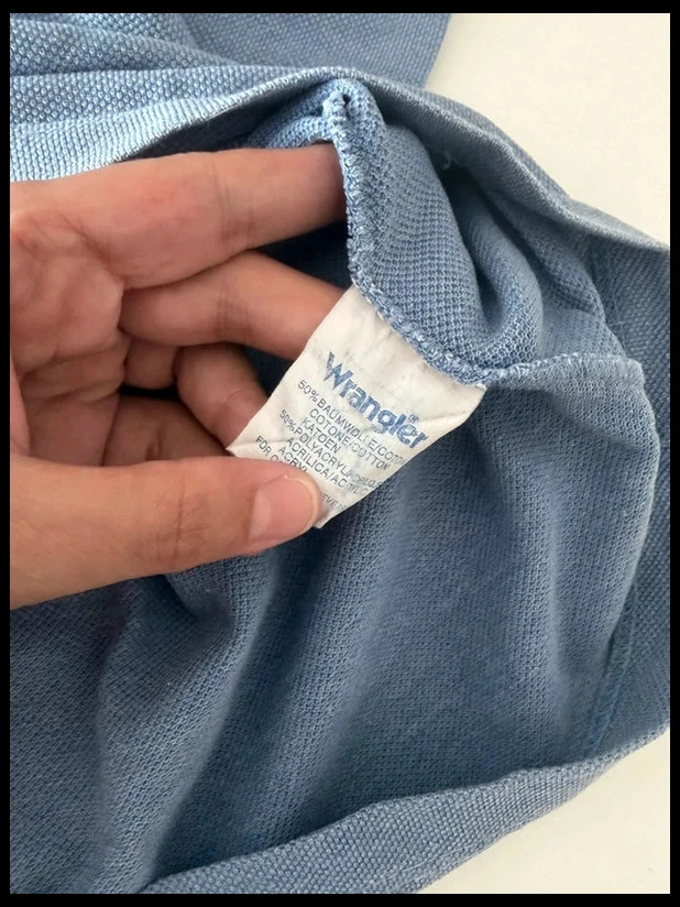 Polo de manga corta azul cielo Wrangler de punto piqué de algodón para hombre XL – photo 9